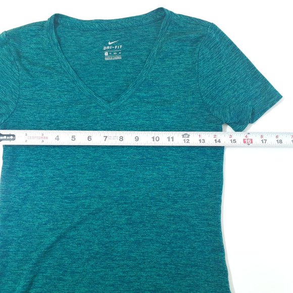 Nike Womens Green Dri Fit V Neck Short Sleeves Activewear Pullover Top Size XS - Picture 7 of 9